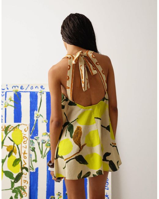 TOPSHOP Blue Tie Back A Line Mini Dress