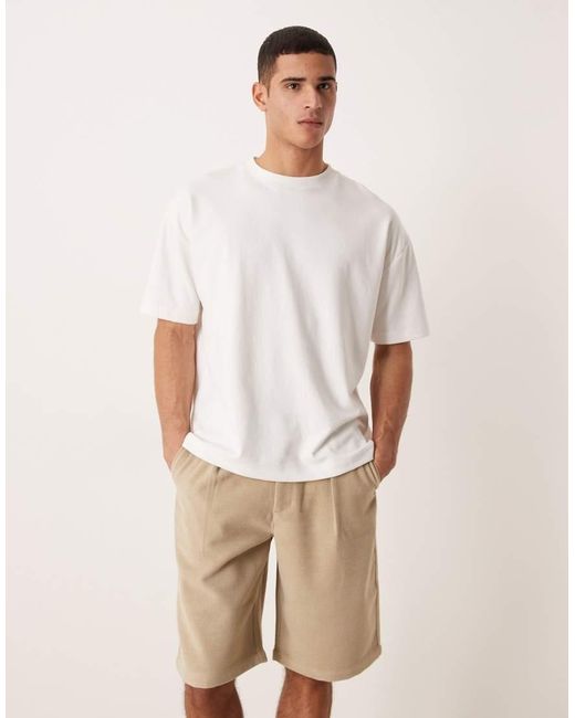 Prohibited Natural Double Pleated Shorts for men