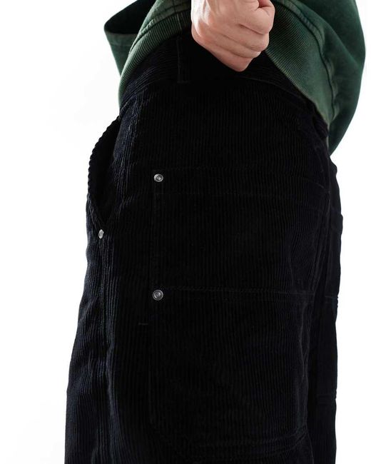Bershka Black Cord Wide Leg Trouser for men