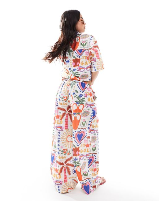 ASOS White Wide Leg Pull On Pants