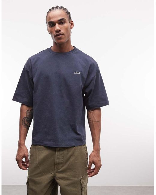 ASOS Blue Heavyweight Boxy Oversized T-Shirt With Back Graphic for men