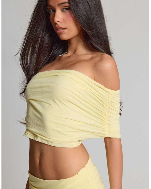 Missy Empire Natural Stretch Chiffon Ruched One Shoulder Top