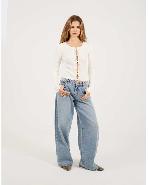 Brave Soul White Ribbed Long Sleeve Button Down Cardigan