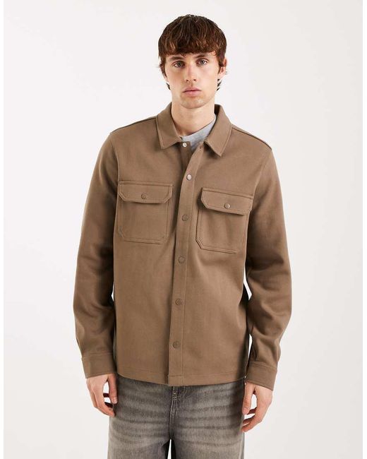 Threadbare Brown Pocket Front Shacket for men