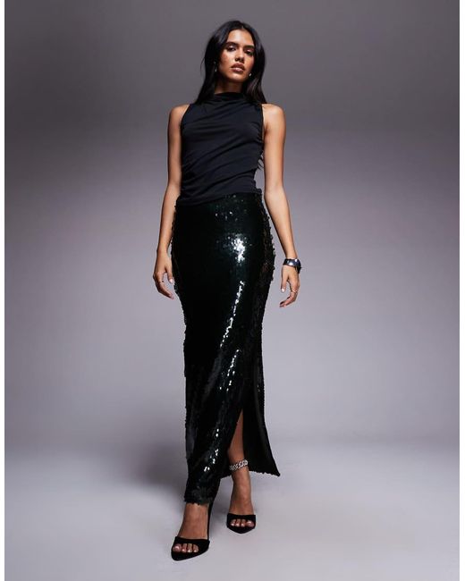 ASOS Black Slinky High Neck Ruched Top