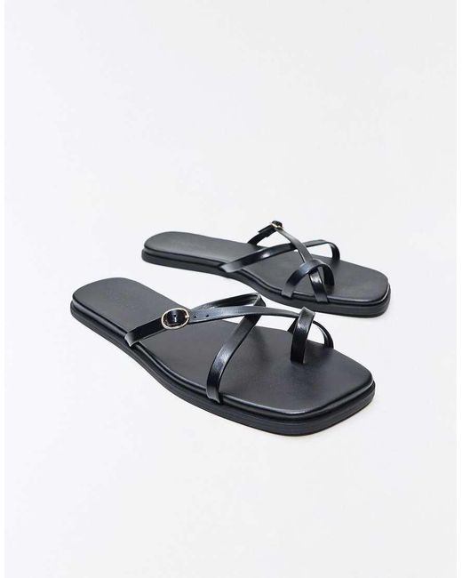 Bershka White Multi-strap Flat Slider Sandals
