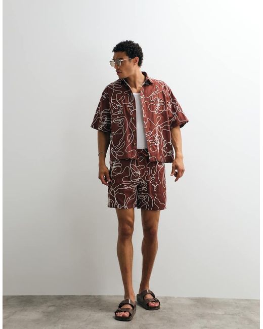 ASOS Red Mid Length Shorts With Rope Design for men