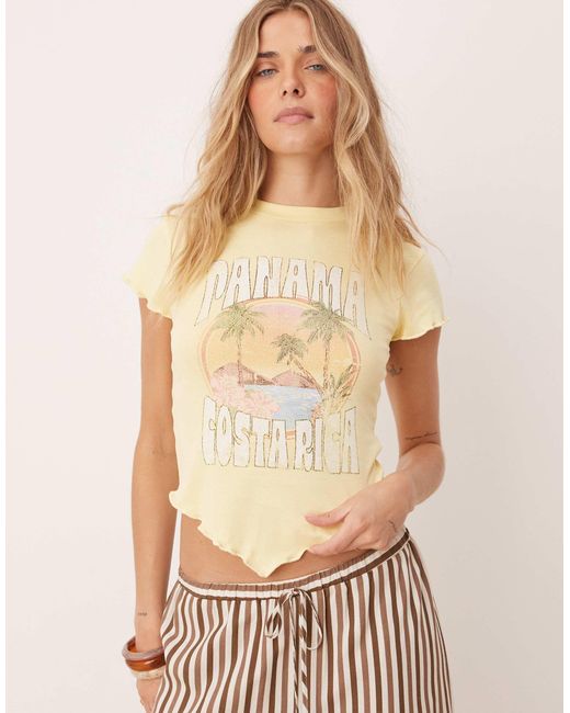 ASOS Natural Baby Tee With Asymmetric Hem And Costa Rica Graphic