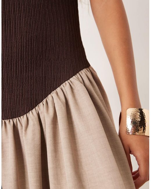 ASOS Natural Racer Rib Bodice With Hybrid Skirt Maxi Dress