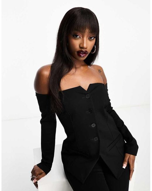 asos black bardot top