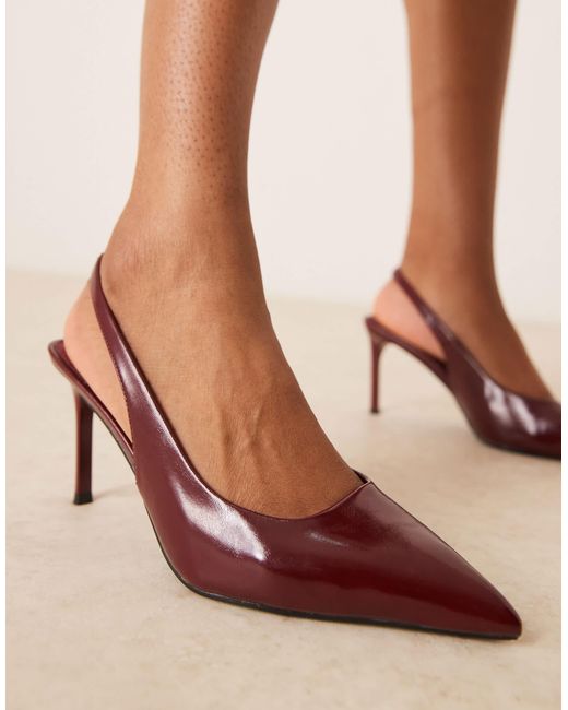 Spicy - chaussures à talon aiguille mi-haut et bride arrière - bordeaux Asos Design Wide Fit en coloris Brown