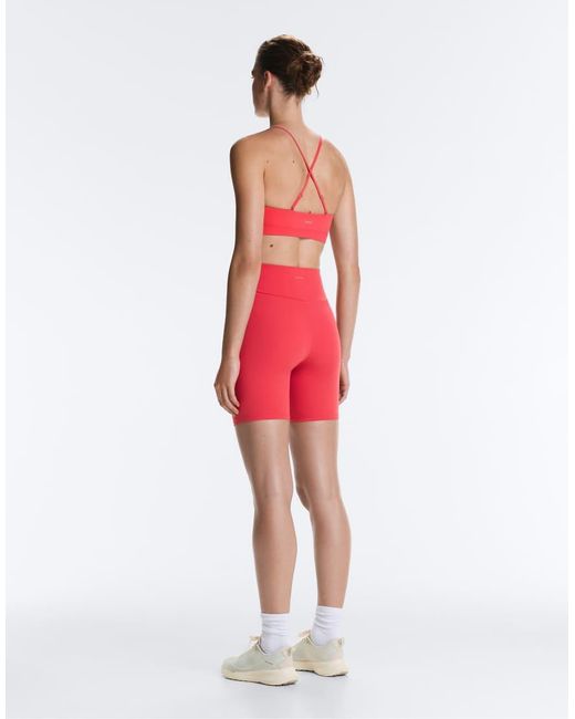 Oysho Red Comfortlux Light-support Sports Bra With Crossover Straps