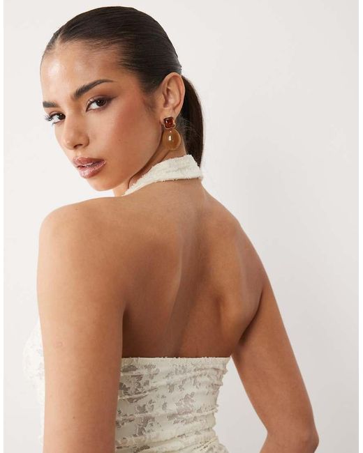 ASOS White Devore Ruched Halter Top