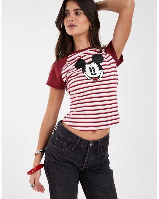 ASOS White Disney Raglan Baby Tee With Mickey Print