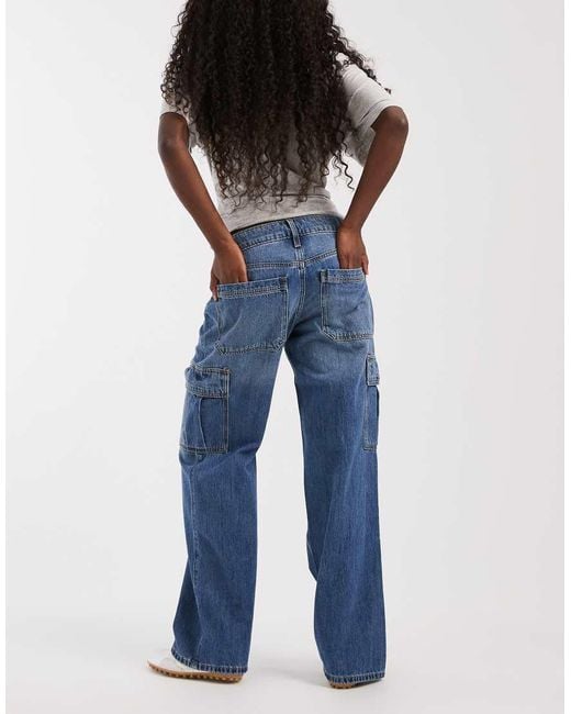 Hollister Blue Low Rise Cargo Jeans