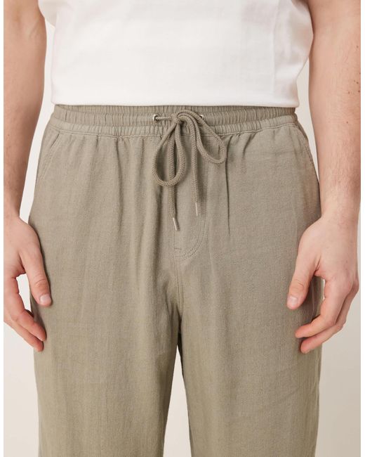 ASOS Natural baggy Fit Pull On Linen Mix Pants for men