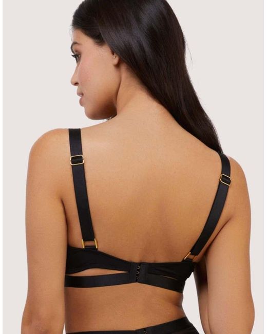 Playful Promises Black Tabitha Wet-Look Lace Plunge Bra