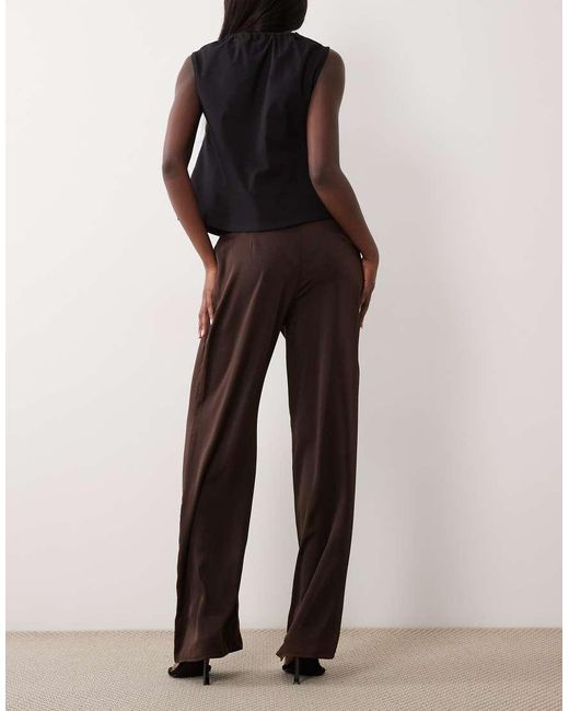 Bardot Brown Devin Mid Rise Satin Pants