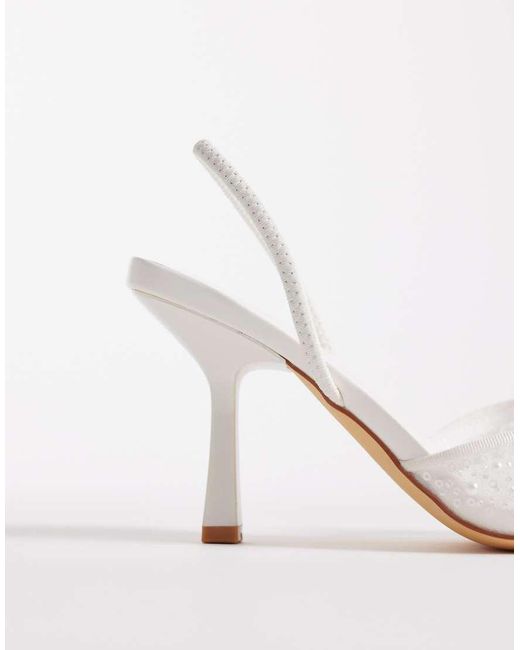 SEQWL White Salado Sling Back Embelished Heeled Shoe