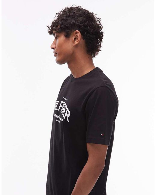 Tommy Hilfiger Black Varsity Arch Logo T-Shirt for men