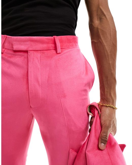 ASOS Pink Skinny Flared Suit Pants for men