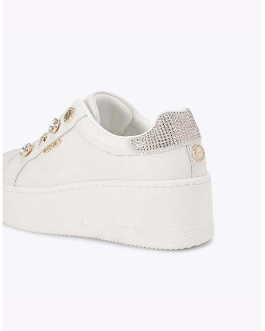 Carvela Kurt Geiger White Connected Laceless Coin Trainers