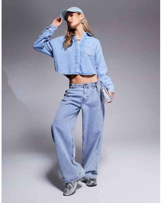 River Island Blue – kurz geschnittenes jeanshemd
