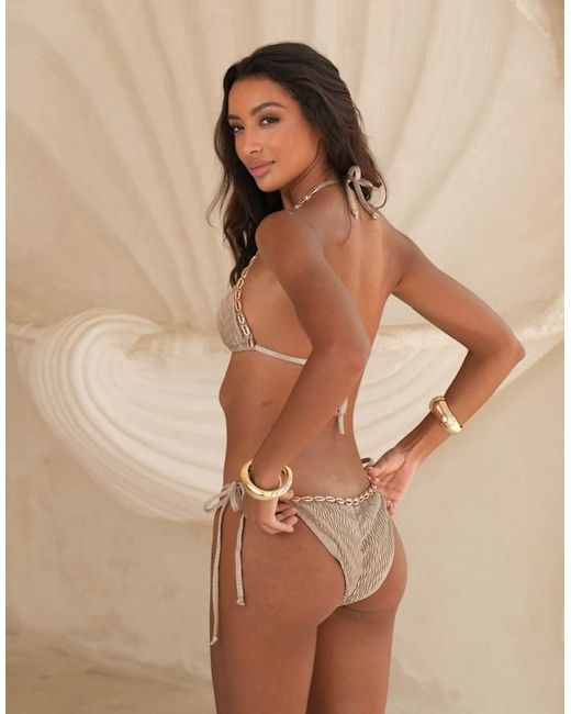 Moda Minx Brown X Alejandra Vidal Shell Trim Tieside Bikini Bottom