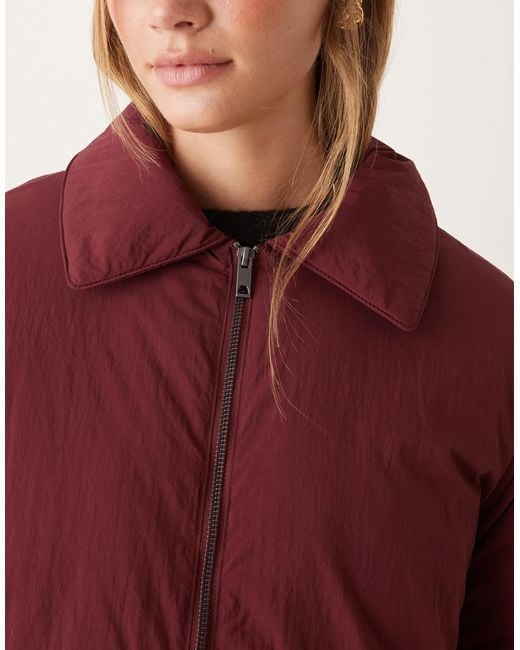 ASOS Red Puffer Jacket With Top Collar
