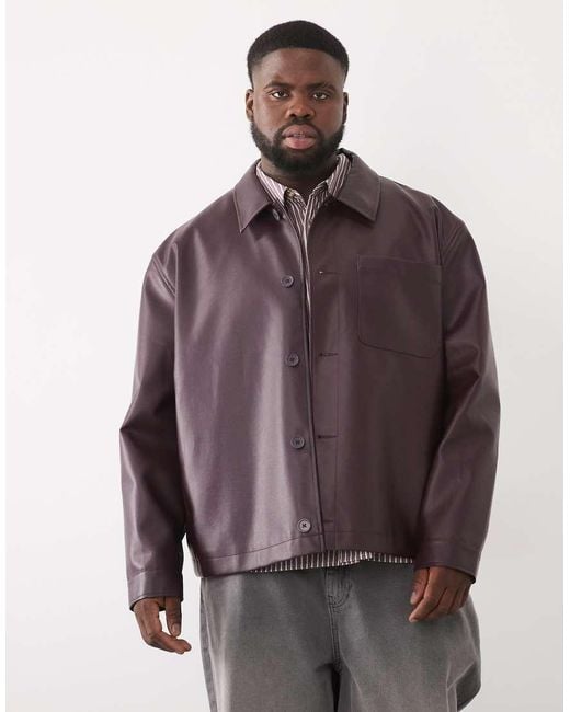 ASOS Purple Faux Leather Shacket for men