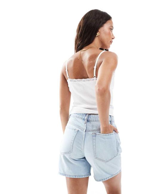 ASOS Denim Dad Short in het Blue