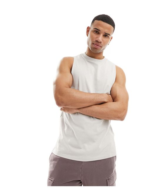 ASOS 4505 White Icon Training Sleeveless Tank With Dropped Armhole And Quick Dry for men