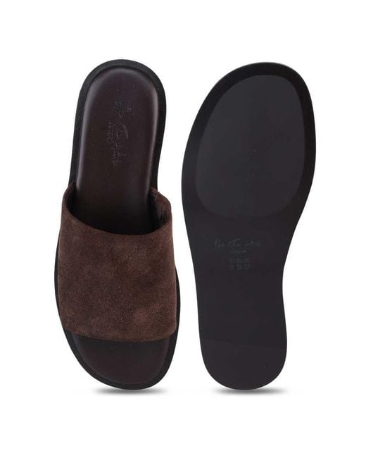 OFF THE HOOK Brown Jayne Suede Leather Slider Sandals