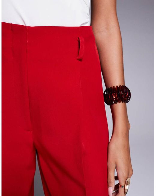 Pantaloni Sartoriali Rossi Con Dettaglio A Corsetto di ASOS in Red