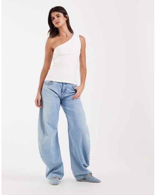 ASOS White Cotton One Shoulder Top