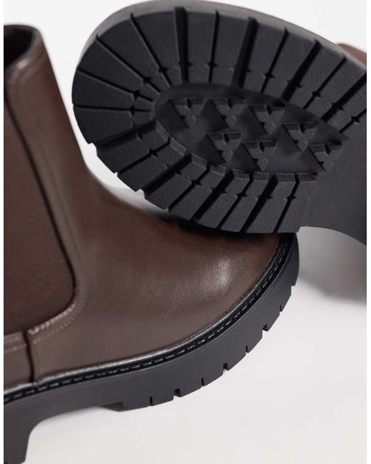 London Rebel Brown Regina Chunky Chelsea Boots