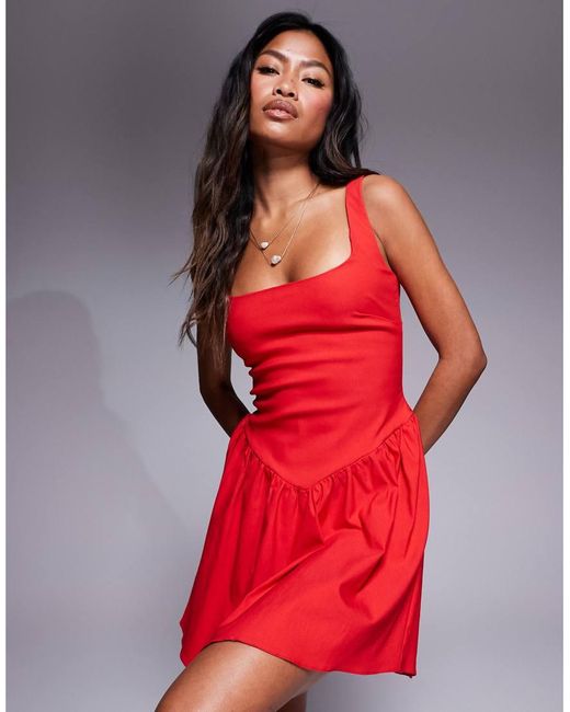 Vestito Corto Stile Skater di Vesper in Red