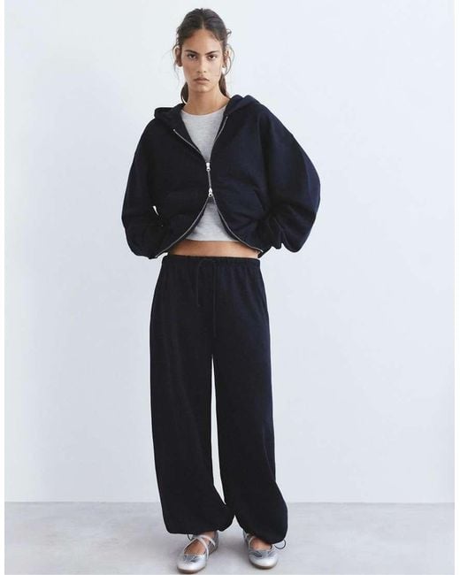 Pull&Bear Blue Zip-up Hoodie