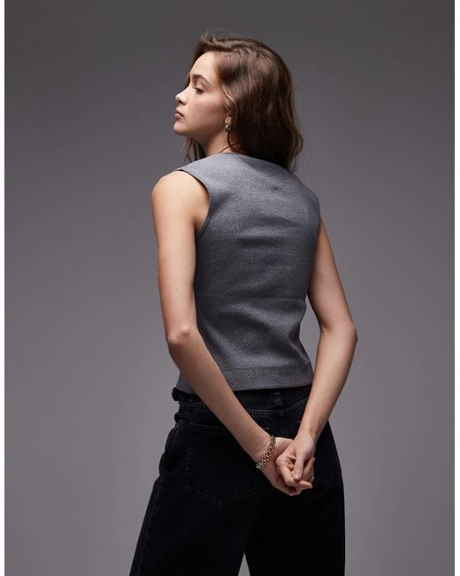 ARKET Gray Jersey Rib Tank Vest Top