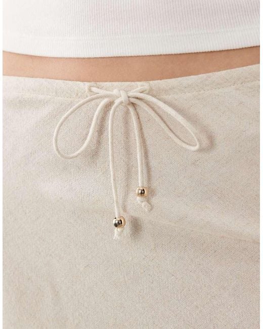 New Look Natural Linen Blend Bias Midi Skirt
