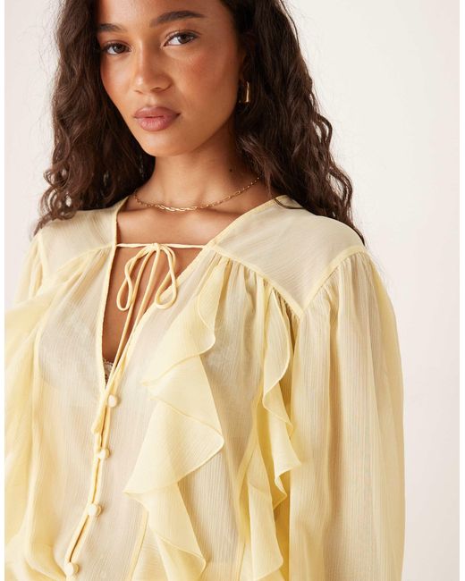 ASOS Natural – longline-bluse aus chiffon