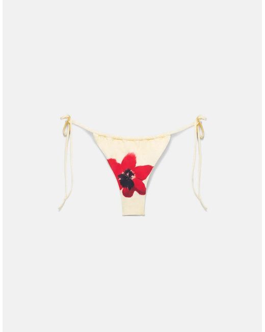 Pull&Bear White Floral Bikini Bottoms