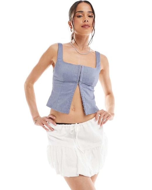 Stradivarius Blue Str Ruffle Tier Mini Skirt