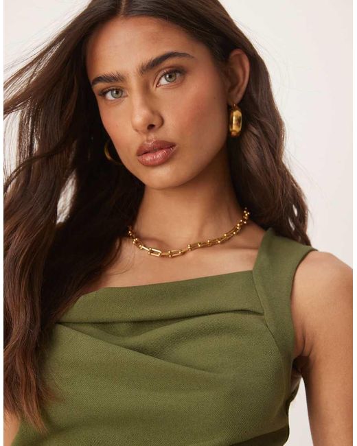 Vestito Midi Con Scollo Squadrato Kaki di ASOS in Green