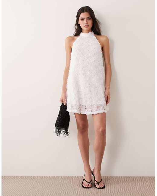 Vila Pink Floral Jacquard Halter Neck Mini Dress