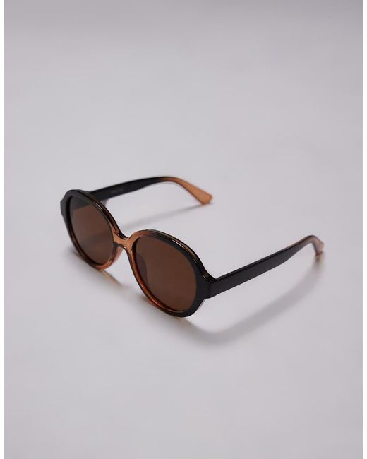 TOPSHOP Black Corfu Large Round Sunglasses