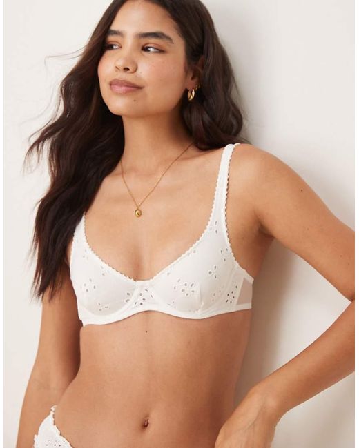 Free People White Underwire Broderie Bra