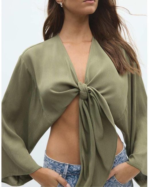 Stradivarius Green Flowing Open Blouse