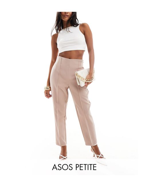 ASOS White Asos Design Petite High Waist Seamed Detail Tailored Trouser