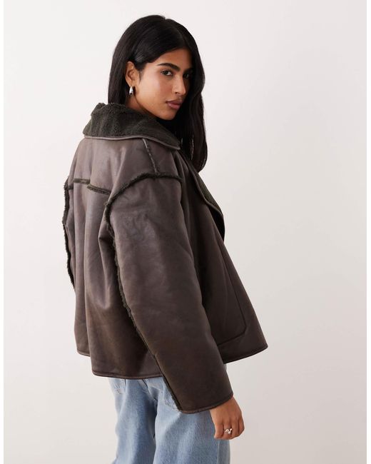 Vila Black Reversible Faux Shearling Jacket